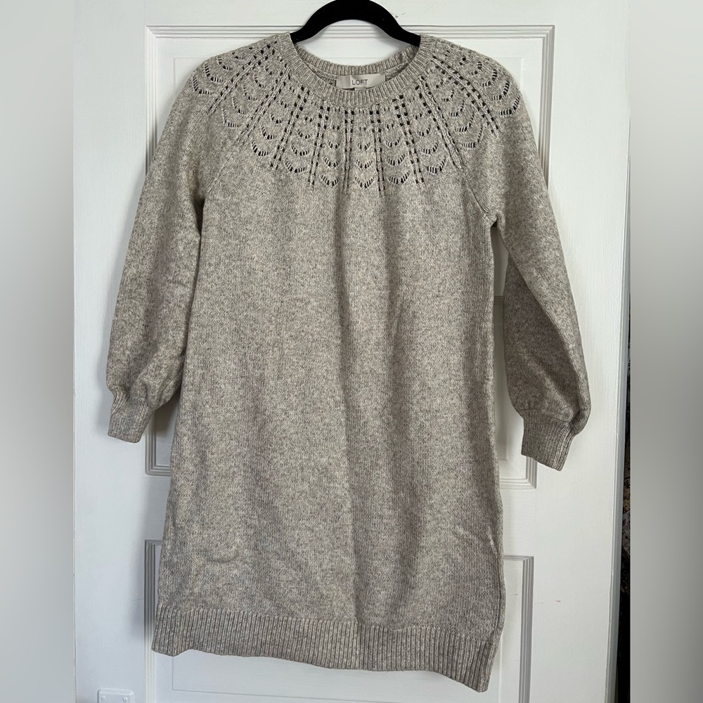 NWT Loft Pointelle Yoke Sweater Dress